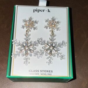 Piper Silver Crystal Snowflake Earrings